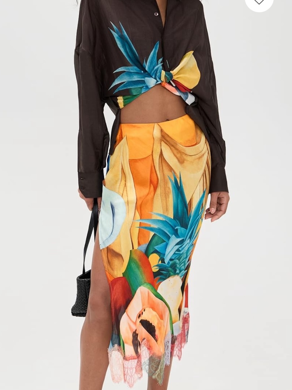 Vibrant Orange Tropical Print Wrap Sarong Skirt